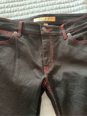 Burberry Black jeans with red stitching details